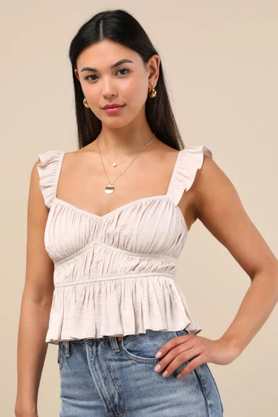 Lulus Sanne Light Beige Flutter Sleeve Tank Top