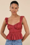 Lulus Sanne Rust Red Flutter Sleeve Tank Top