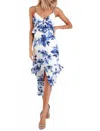 Lulus Santorini Bloom Midi Dress In Blue And White In Blue