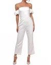 Lulus Redefined Class White Floral Jacquard Off-the-shoulder Jumpsuit In White