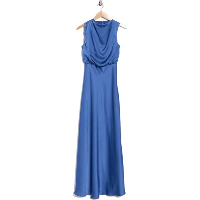 Lulus Satin Sleeveless Maxi Dress In Blue