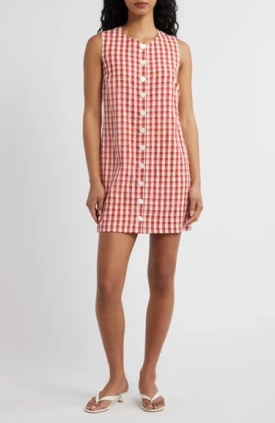 Lulus Saylor Gingham Minidress In Red