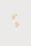 Lulus Seeking Elegance Gold Cubic Zirconia Pearl Stud Earrings In Gold