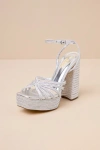 Lulus Seelah Silver Metallic Strappy Platform High Heel Sandals In Silver