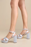 Lulus Selah Blue Satin Ankle Strap Heels In Blue