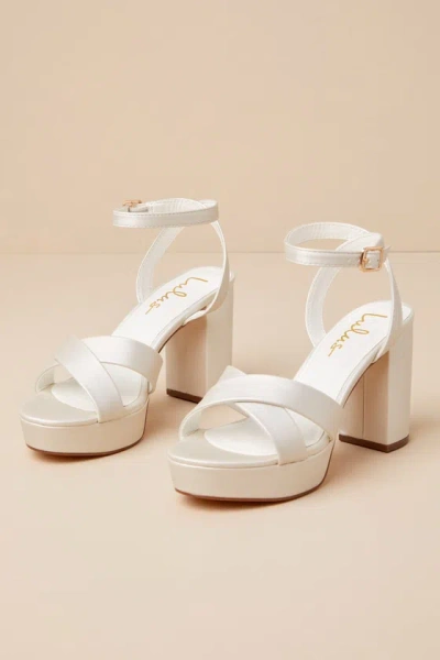 Lulus Selah Ivory Ankle Strap Heels