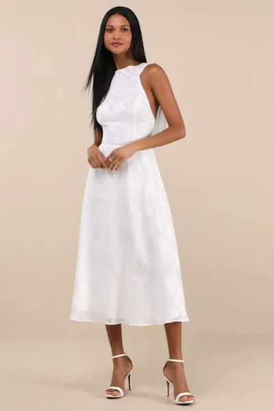 Lulus Sendoa White Burnout Cowl Back Midi Dress