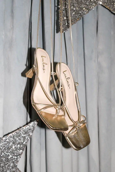 Lulus Senna Gold Strappy Lace-up High Heel Sandals