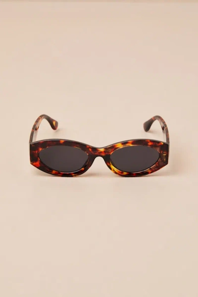 Lulus Senni Brown Tortoise Oval Sunglasses