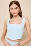 Lulus Sensational Always Light Blue Corset Crop Top In Light Blue