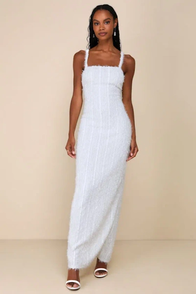 Lulus Sensational Invite White Textured Knit Sleeveless Maxi Dress