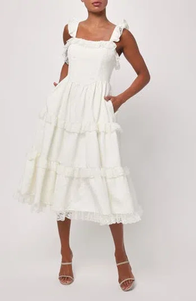 Lulus Serenity Jacquard Midi Dress In White