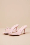 Lulus Serinda Pink Strappy Bow High Heel Slide Sandals In Pink