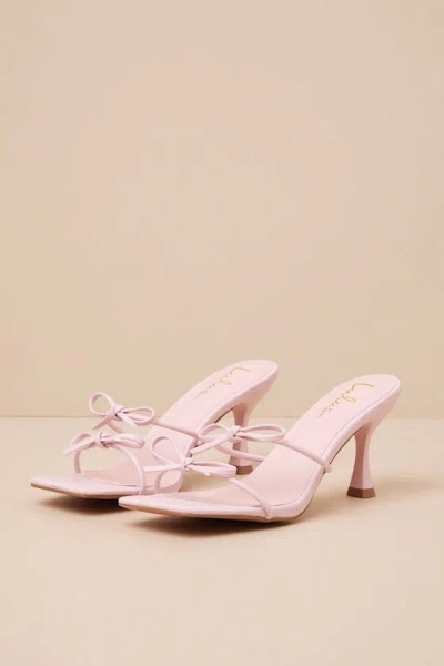 Lulus Serinda Pink Strappy Bow High Heel Slide Sandals