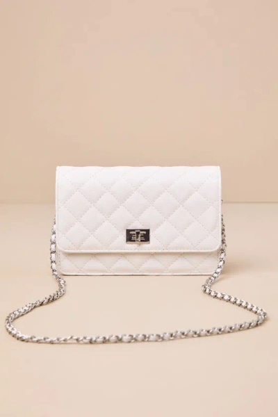 Lulus Serious Cutie White Quilted Crossbody Bag