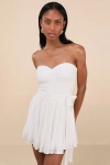 Lulus Seriously Sensational White Strapless Romper In White