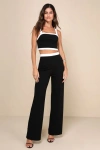 Lulus Set For Perfection Black Color Block Two-piece Jumpsuit In Black