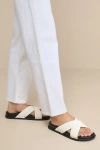 Lulus Sevyn Bone Studded Slide Sandals In White
