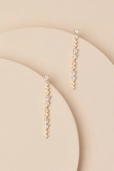 Lulus Shahar Gold Rhinestone Drop Earrings