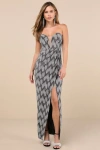 Lulus Shimmering Rsvp Shiny Silver Lurex Strapless Maxi Dress In Silver