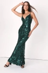 Lulus Shine Language Emerald Green Sequin Mermaid Maxi Dress In Emerald Green
