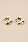 Lulus Shining Standard Gold Twisted Circle Stud Earrings In Gold