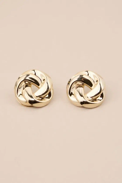 Lulus Shining Standard Gold Twisted Circle Stud Earrings