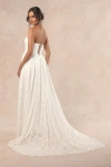 Lulus Shiori White Lace Bustier Basque Waist Strapless Maxi Dress