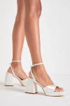 Lulus Shirine Ivory Platform Ankle Strap Heels In Ivory