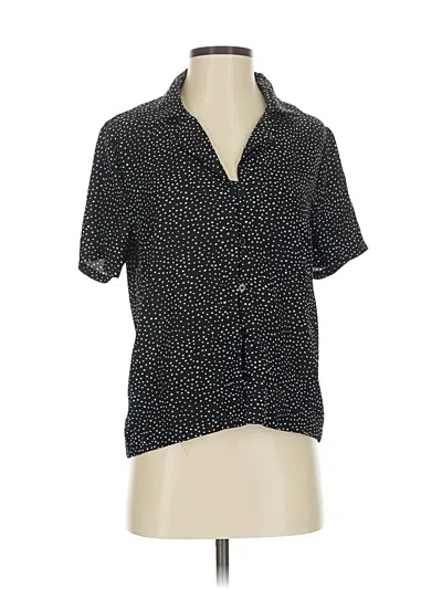 Pre-owned Lulus Short Sleeve Blouse In Black