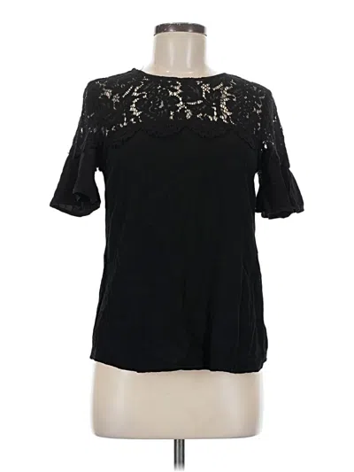 Pre-owned Lulus Short Sleeve Blouse In Black