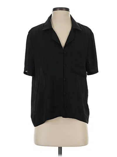 Pre-owned Lulus Short Sleeve Blouse In Black