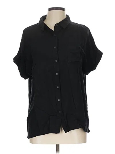 Pre-owned Lulus Short Sleeve Blouse In Black