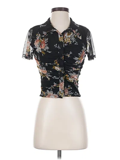 Pre-owned Lulus Short Sleeve Blouse In Black