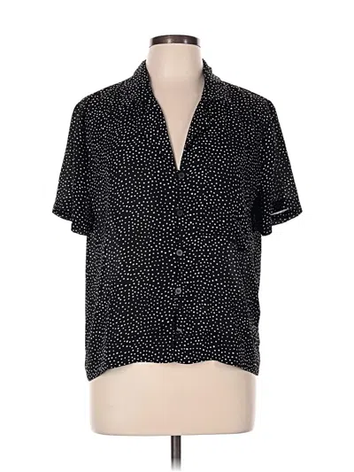 Pre-owned Lulus Short Sleeve Blouse In Black