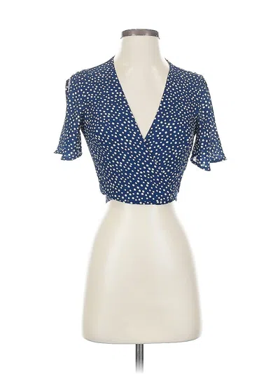 Pre-owned Lulus Short Sleeve Blouse In Blue