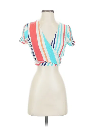 Pre-owned Lulus Short Sleeve Blouse In Blue