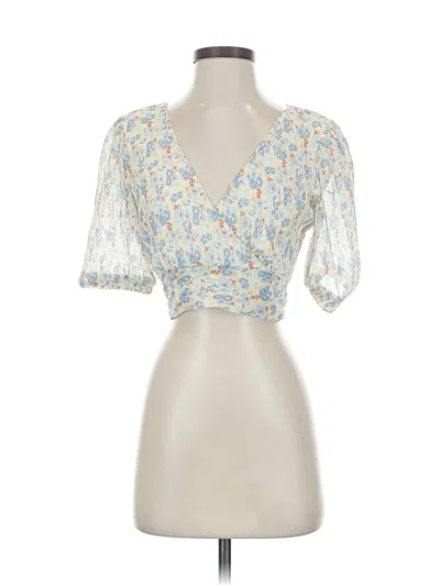 Pre-owned Lulus Short Sleeve Blouse In Blue