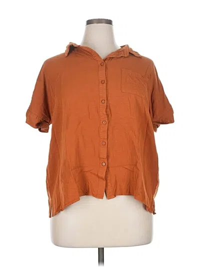 Pre-owned Lulus Short Sleeve Blouse In Brown