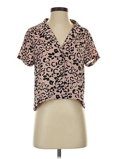 Pre-owned Lulus Short Sleeve Blouse In Brown