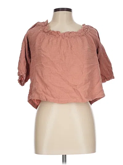 Pre-owned Lulus Short Sleeve Blouse In Brown