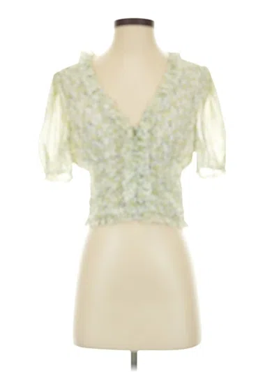 Pre-owned Lulus Short Sleeve Blouse In Green