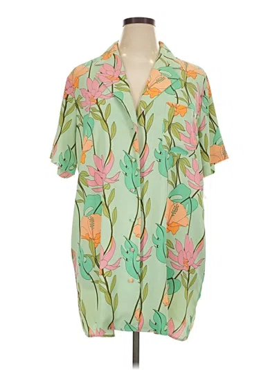 Pre-owned Lulus Short Sleeve Blouse In Green