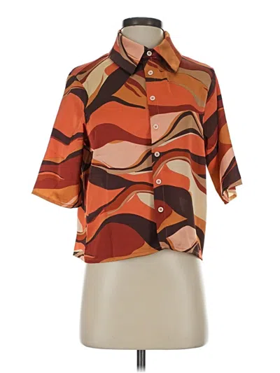 Pre-owned Lulus Short Sleeve Blouse In Orange