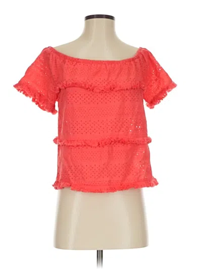 Pre-owned Lulus Short Sleeve Blouse In Orange