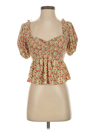 Pre-owned Lulus Short Sleeve Blouse In Orange