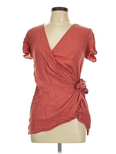 Pre-owned Lulus Short Sleeve Blouse In Red