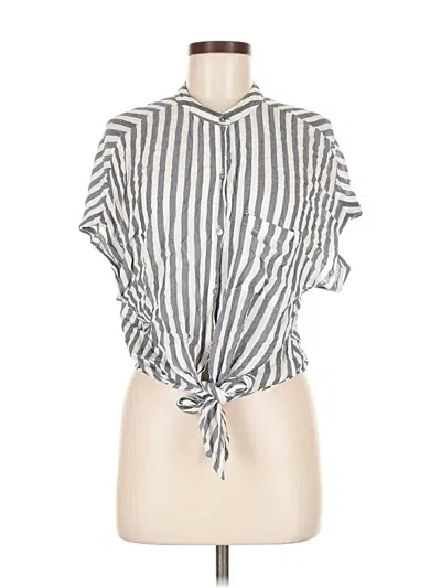 Pre-owned Lulus Short Sleeve Blouse In Silver