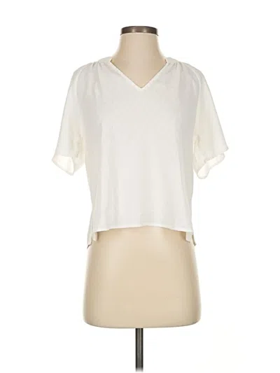 Pre-owned Lulus Short Sleeve Blouse In White