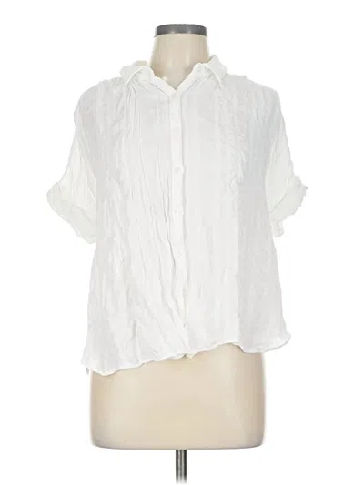 Pre-owned Lulus Short Sleeve Blouse In White